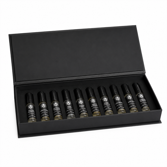 Discovery Kit Lorenzo Pazzaglia 10x2 ml con campioni di Coffee Passion, Speechless, Extreme Passion, Pink Milk, Black Sea, Van Py Rhum, Dark Florum, Evil Angel, Sun-gria e Summer Hammer – profumi di nicchia Mirò Fabriano